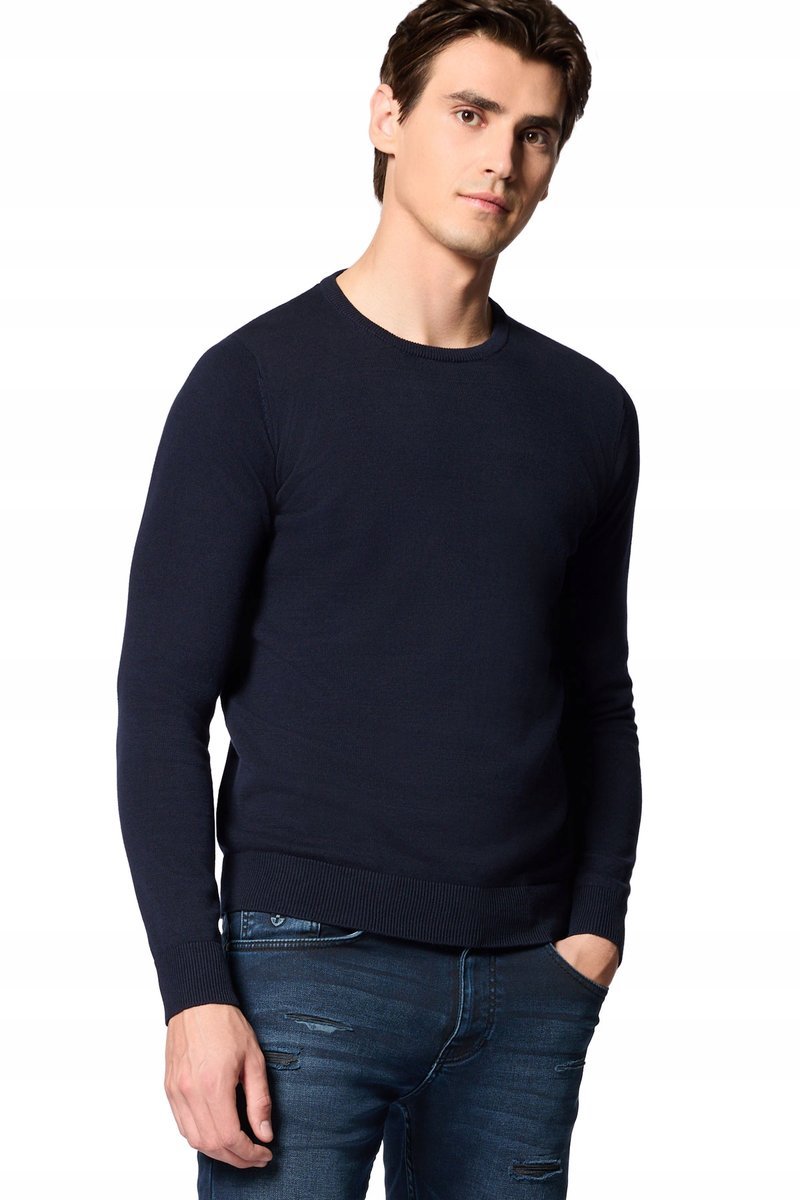Sweter Męski Ciemnogranatowy Bawełniany O-neck Próchnik PM8 M