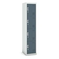 Szafy biurowe - B2B Partner Szafa czterodrzwiowa, zamek cylindryczny, 1800 x 380 x 450 mm, szary/ciemnoszary CY-019 RAL7035/7031 - miniaturka - grafika 1