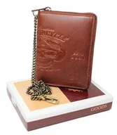 Portfele - Portfel Męski Skórzany Peterson Skóra Naturalna Duży Piórnik Z Zapięciem Na Suwak 1377 BRĄZOWY "AMERICAN CUSTOM" - miniaturka - grafika 1