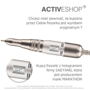 Zestaw Saeyang Frezarka Marathon 3 Champion White H200 + Nośnik Gumowy + Kapturki 5szt - Frezarki do paznokci - miniaturka - grafika 7
