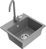 Zlewozmywaki z baterią - Mexen Milo zlewozmywak granitowy 1-komorowy z baterią kuchenną Telma, szary - 6505-71-670200-71 - miniaturka - grafika 1