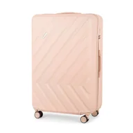 Walizki - Walizka średnia podróżna M łososiowa bagaż 24" ABS twarda na kółkach lekka - miniaturka - grafika 1