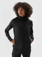 Bluzy sportowe damskie - Damska bluza treningowa 4F 4FWAW24TFSWF406 - czarna - miniaturka - grafika 1