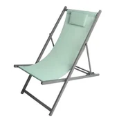 Leżaki ogrodowe - Leżak z poduszką 99 x 61 x 94 cm szaro-zielony - miniaturka - grafika 1