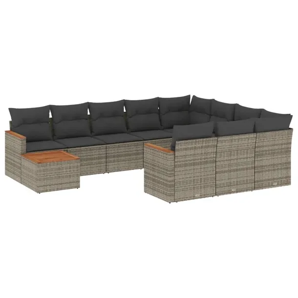 Zestaw wypoczynkowy ogrodowy modułowy szary z poduszkami, rattan PE, 62x62