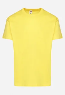 Żółta Bawełniana Koszulka T-shirt Basic z Dekoltem w Serek Malvinea - Koszulki męskie - miniaturka - grafika 1