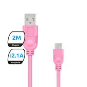 Huby USB - EXC Kabel USB 2.0 eXc WHIPPY USB A M micro USB B M 5-pin 2m jasny różowy 5901687939377 - miniaturka - grafika 1
