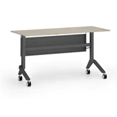 Biurka - Mobilny stół PRIMO MOVE, 1400 x 600 mm, podstawa czarna, dąb naturalny - miniaturka - grafika 1