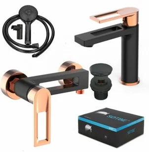 SOTBE LOFT SVART GOLD Zestaw bateria prysznicowa + bateria umywalkowa stojąca + drążek prysznicowy 80 cm - Baterie wannowe i prysznicowe - miniaturka - grafika 7