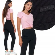 Legginsy - ﻿Moraj Ciepłe Prążkowane Legginsy z Wysokim Stanem 2200-011 Czarny S/M - miniaturka - grafika 1