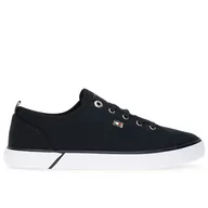 Trampki damskie - Buty Tommy Hilfiger Vulc Canvas FW0FW08063-BDS - czarne - miniaturka - grafika 1