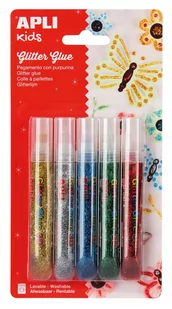 Apli Kids Brokatowy klej ozdobny - 5 metalicznych kolorów 5 x 13 ml - Przybory szkolne - miniaturka - grafika 1
