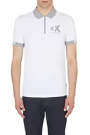 Bluzy męskie - Armani Exchange Męska bluza Sustainable, Slim Fit, Side Distorted Logo Polo Sweater, biała, ekstra mała, biały, XS - miniaturka - grafika 1