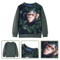 Bluzy dla dziewczynek - Bluza dziecięca - ciemne khaki - 116 - Bluza Dla Dziecka - miniaturka - grafika 1