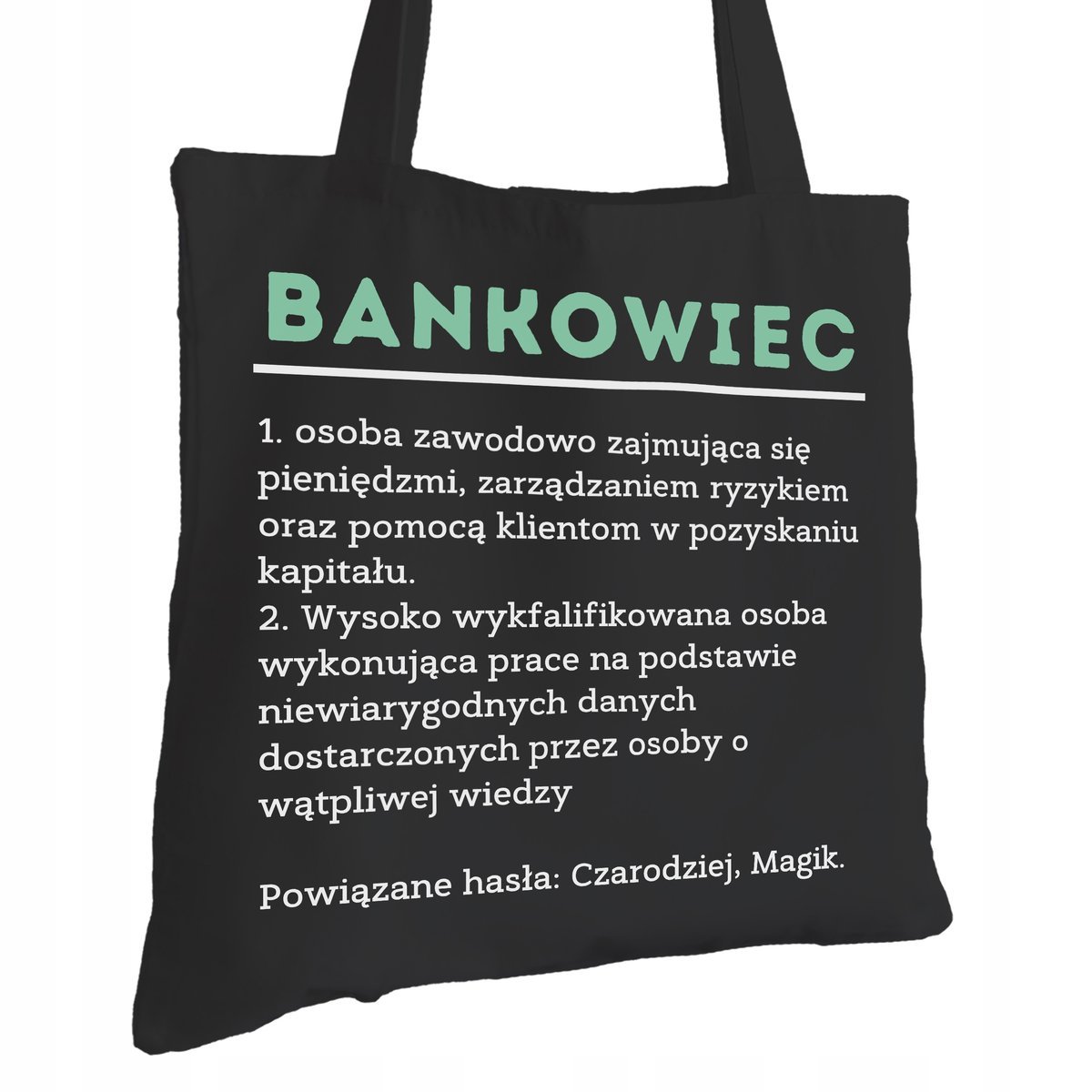 Torba Bawełniana dla Bankowca Czarna Na Prezent ekologiczna Trwały Nadruk