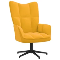 Fotele - Fotel, Musztardowy, Obity Aksamitem - miniaturka - grafika 1