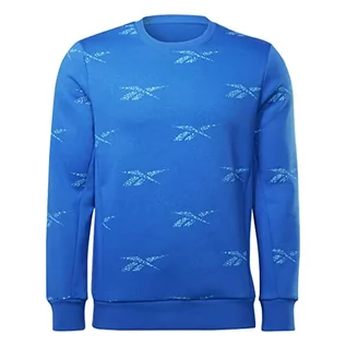 Bluzy męskie - Reebok Męska bluza z nadrukiem na całej powierzchni, kolor niebieski (Vector Blue), L, Niebieski wektorowy, L - grafika 1