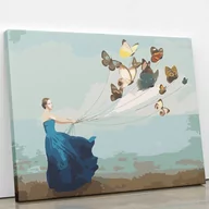 Malowanie po numerach - Kobieta Z Motylami - Malowanie Po Numerach 50X40 Cm - miniaturka - grafika 1