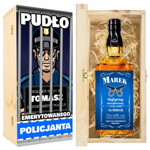 SKRZYNKA PREZENT Z OKAZJI PRZEJŚCIA NA EMERYTURĘ DLA EMERYTA POLICJANT 2 Z7 - Zestawy upominkowe - miniaturka - grafika 1