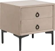 Szafki nocne - BELIANI Szafka nocna szarobeżowa tapicerowana welurowa 2 szuflady czarne metalowe nogi stolik nowoczesny - miniaturka - grafika 1