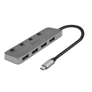 Koncentrator USB Lindy USB 3.0 4-portowy z włączaniem/wyłączaniem - Huby USB - miniaturka - grafika 1
