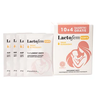 Lactofem Forte, smak bananowy, 10 saszetek + 4 saszetki gratis - Suplementy naturalne - miniaturka - grafika 1