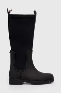 Tommy Hilfiger kozaki ESSENTIAL TOMMY RAINBOOT damskie kolor czarny na płaskim obcasie FW0FW07666 - Kozaki damskie - miniaturka - grafika 1