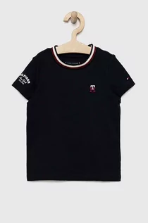 Koszulki dla chłopców - Tommy Hilfiger t-shirt bawełniany dziecięcy kolor granatowy z aplikacją - grafika 1