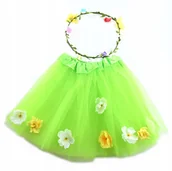 Stroje karnawałowe - STRÓJ PANI WIOSNA PRZEBRANIE ZIELONA SPÓDNICZKA KWIATOWY WIANEK - miniaturka - grafika 1