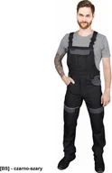 Spodnie sportowe męskie - CORTON-B - Spodnie ochronne ogrodniczki CORTON, tkane 100% bawełna 260 g/m2 6 kieszeni elementy odlaskowe - czarno-szary 66 - miniaturka - grafika 1