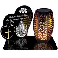 Lampiony i znicze - ZNICZ SOLARNY LED WIECZNY PODSTAWKA NA CMENTARZ GRÓB Serce EFEKT PŁOMIENIA - miniaturka - grafika 1