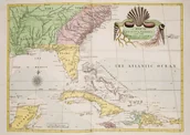 Plakaty - Plakat vintage do gabinetu historyczna mapa USA Karolina Floryda Bahamy XVIII w. - miniaturka - grafika 1