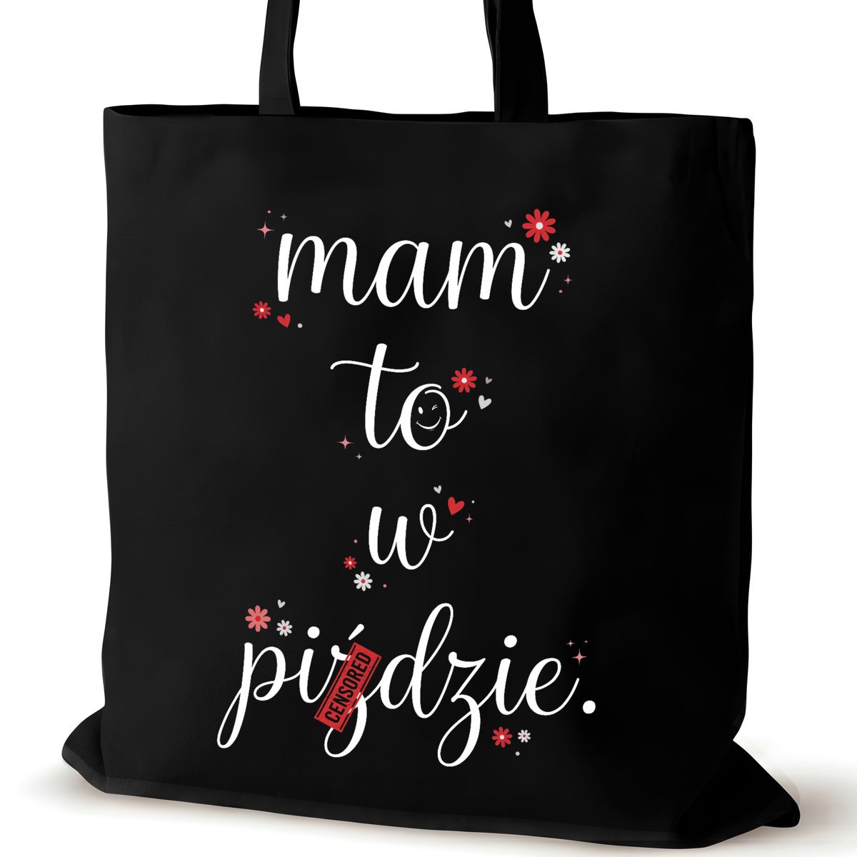 Torba bawełniana czarna dla VIRAL na ramię śmieszna walentynki duża