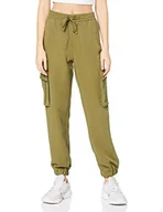 Spodnie damskie - Urban Classics Damskie spodnie z wiskozy Twill Cargo, klasyczne spodnie, Summerolive, XL - miniaturka - grafika 1