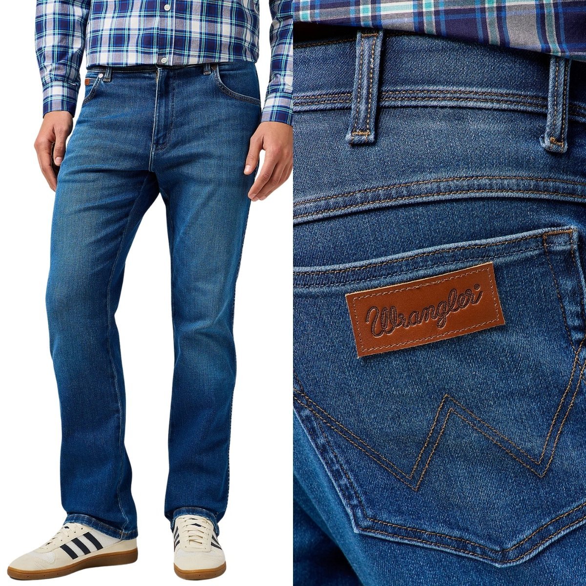 Wrangler TEXAS Verdant Tone FREE TO STRETCH proste spodnie jeansowe W44 L34