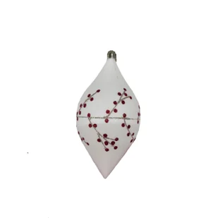 Bombka plastikowa dekorowana brokatem gałązki 11,5 cm biało-czerwony - Bombki - miniaturka - grafika 1