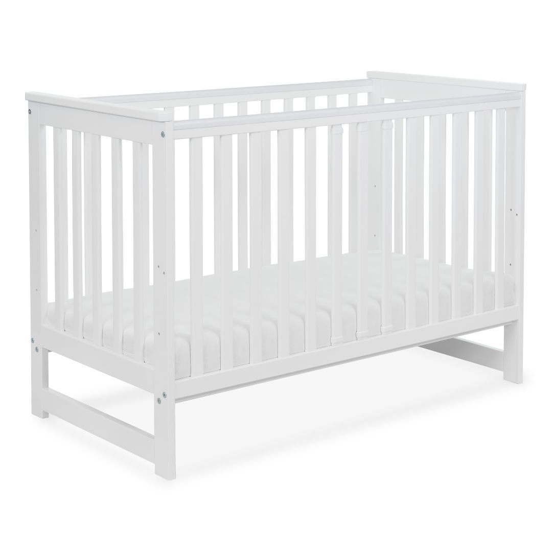 Łóżeczko drewniane z barierką IWI białe