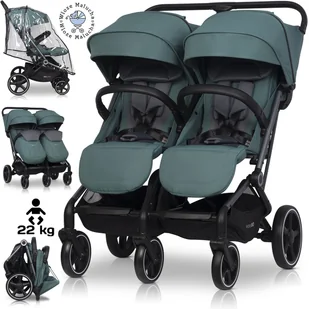 LEKKI WÓZEK BLIŹNIACZY EASYGO ECHO SAGE GREEN + FOLIA + DODATKI DO 47KG - Wózki dziecięce - miniaturka - grafika 1
