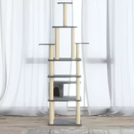 Drapaki dla kotów - vidaXL Lumarko Drapak dla kota z sizalowymi słupkami, jasnoszary, 183 cm! 171483 - miniaturka - grafika 1