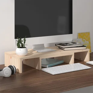 Lumarko Podstawka na monitor, 60x24x10,5 cm, lite drewno sosnowe - Szafki RTV - miniaturka - grafika 9