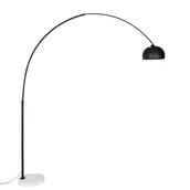 Lampy stojące - QAZQA Lampa podłogowa łuk czarna podstawa marmurowa biała klosz 33cm - XXL - miniaturka - grafika 1