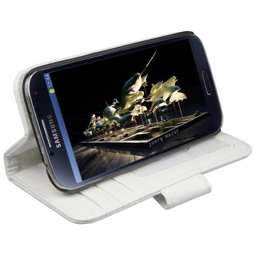 mumbi Etui Bookstyle Case kompatybilne z Samsung Galaxy S4 etui na telefon komórkowy Case Wallet, białe