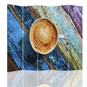 Parawany - Parawan dwustronny FEEBY, Kawa Kolorowe Deski Retro 180x170 - miniaturka - grafika 1