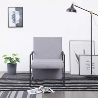 Fotele - vidaXL Fotel z chromowanymi nóżkami, jasnoszary, materiałowy - miniaturka - grafika 1