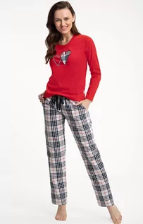 Piżamy damskie - Świąteczna piżama damska w kratę 657, Kolor czerwono-kremowy, Rozmiar XL, Luna - Primodo.com - grafika 1