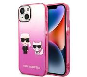 Etui i futerały do telefonów - Karl Lagerfeld Obudowa dla telefonów komórkowych Gradient Karl and Choupette na Apple iPhone 14 Plus KLHCP14MTGKCP Różowy - miniaturka - grafika 1