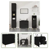 Szafki łazienkowe - The Living Store Szafka łazienkowa czarna 65x33x60 cm materiał drewnopochodny - miniaturka - grafika 1