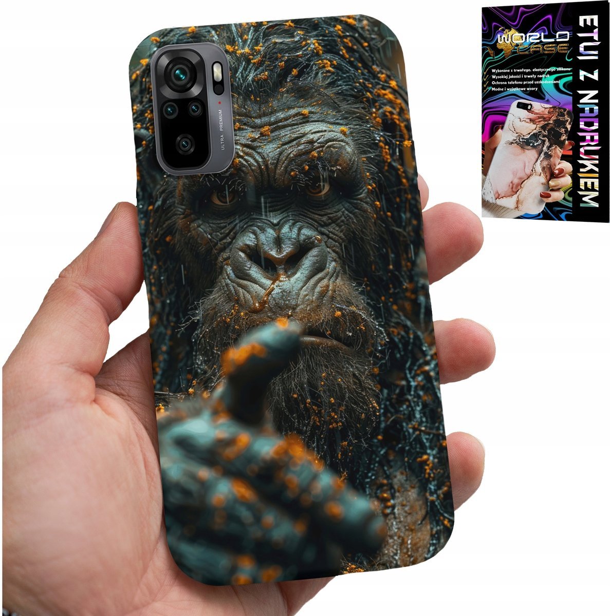 ETUI DO XIAOMI NOTE 10 / 10S - MAŁPA, MAŁPKA, GORYL, ZWIERZĘTA + SZKŁO