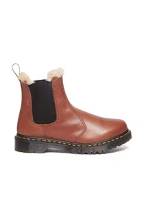 Botki damskie - Dr. Martens sztyblety skórzane 2976 Leonore damskie kolor brązowy na płaskim obcasie ocieplone DM27784225 - grafika 1