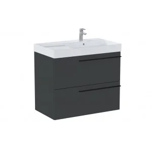 ROCA A851913531 ELLA Zestaw łazienkowy UNIK 80 cm z umywalką asymetryczną prawą z 2 szufladami, onyks mat - Szafki łazienkowe - miniaturka - grafika 1